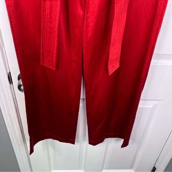 Sz 4 Armani Exchange Red Silk Blend Wide Leg Pants - Picture 6 of 17